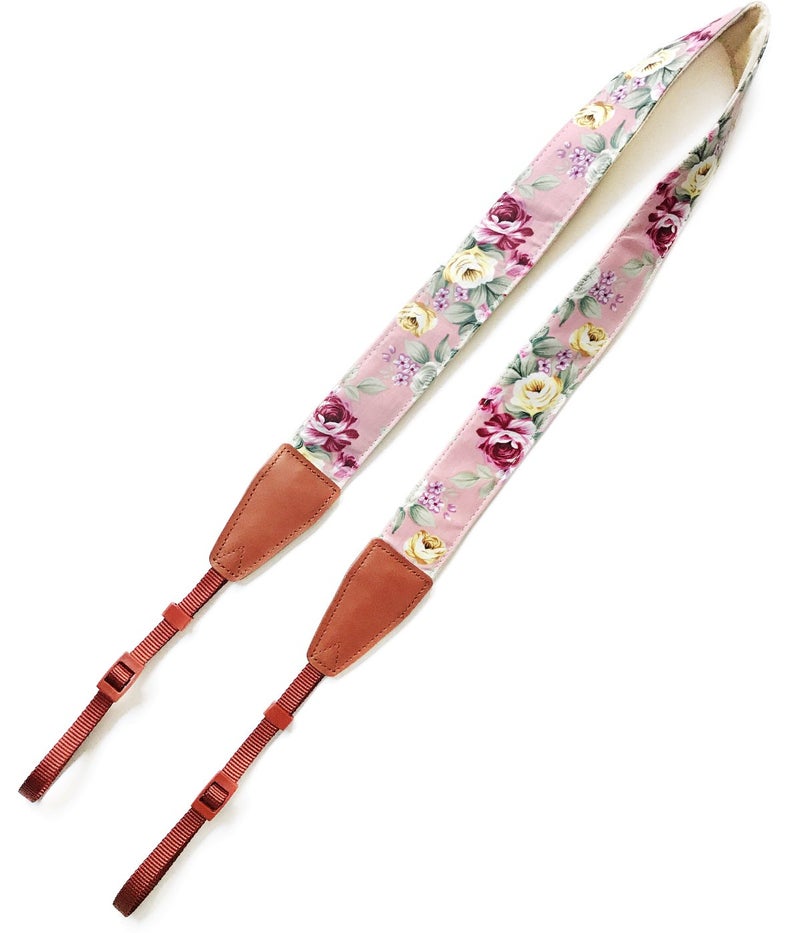 Alled Camera Strap Neck, Adjustable Vintage Floral PInk Camera Straps Shoulder Belt for Women/Men,Camera Strap for Nikon/Canon/Sony/Olympus/Samsung/Pentax ETC DSLR/SLR - Image 2